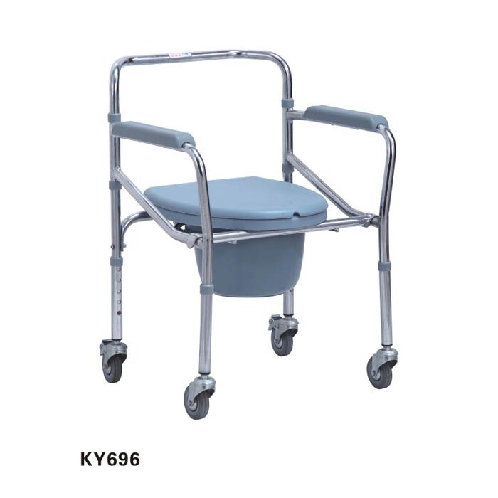 Commode Chair Folding Chrome With Wheel